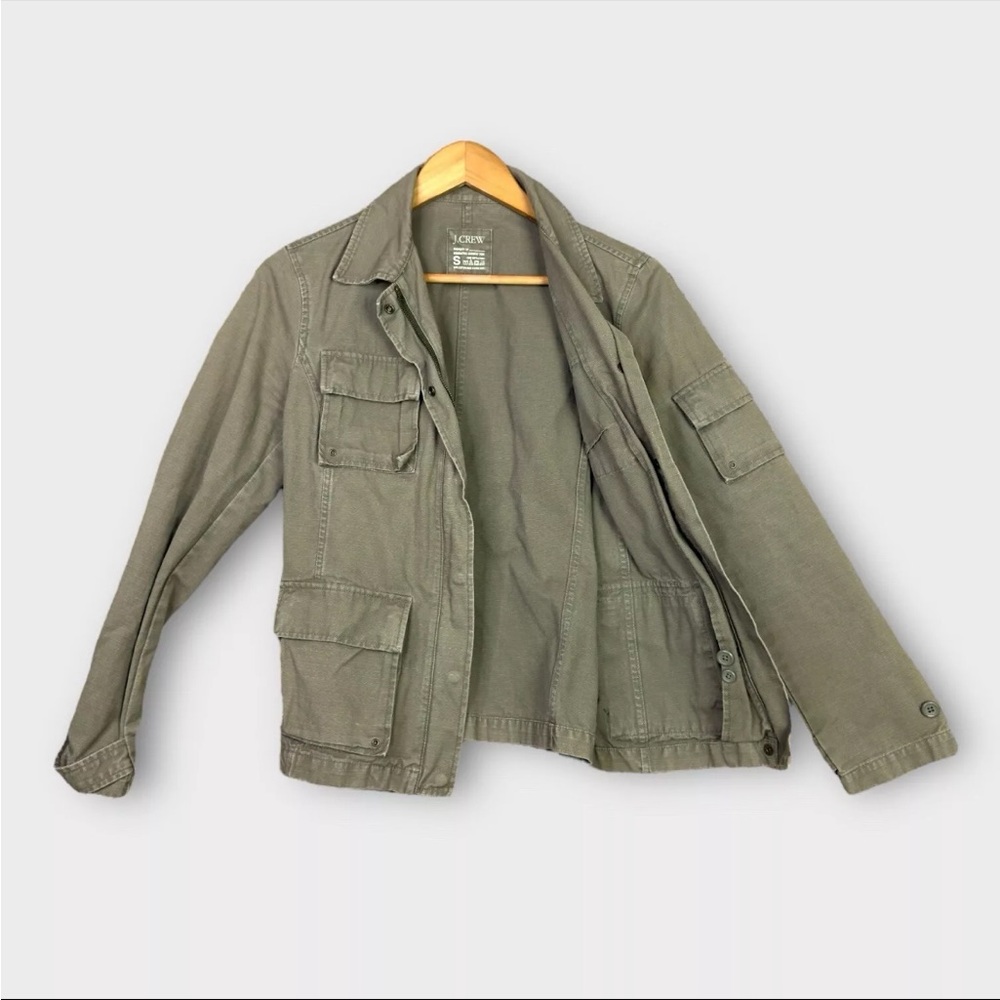 J Crew Women's Utility Cargo Safari Jacket Sz Small Green Military Field Y2K VTG - Picture 2 of 12